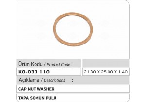 21.30 X 25.00 X 1.40 MM Tapa Somun Pulu